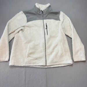 Made For Life Women's Faux-Fur Full-Zip Jacket Cream Sherpa Style XL Winter Coat